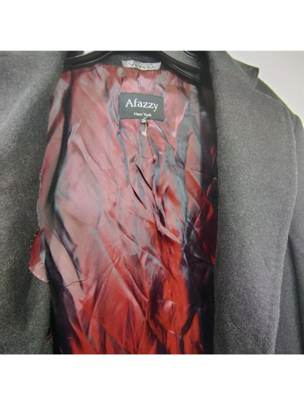Afazzy New York Mens Size 44 Black Cashmere Blend Overcoat Button Down